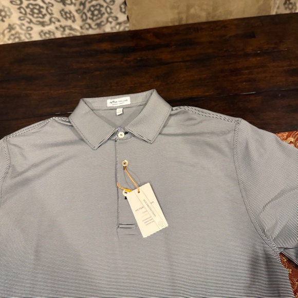 Peter Millar Summer Comfort Men's Medium Black Striped Polo MSRP $115 - Picture 2 of 6